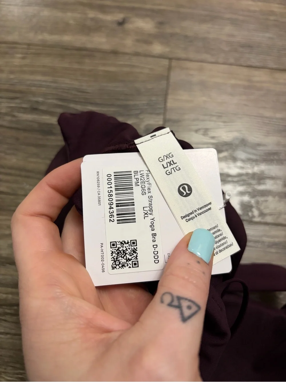 NWT Lululemon FlexyFlex Yoga Bra *Light Support, D-DDD Cups Black Plum Size L/XL